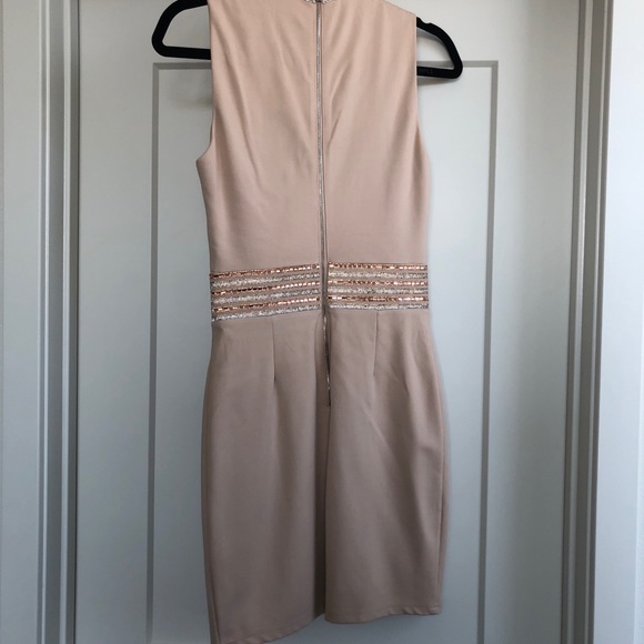Light pink/tan BEBE body con dress - Picture 2 of 4